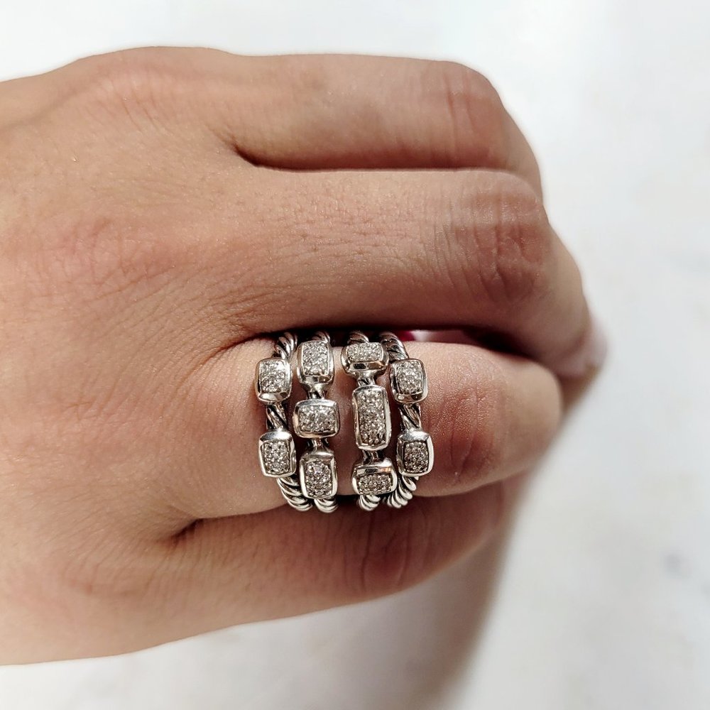David Yurman Silver and Platinum Confetti Ring